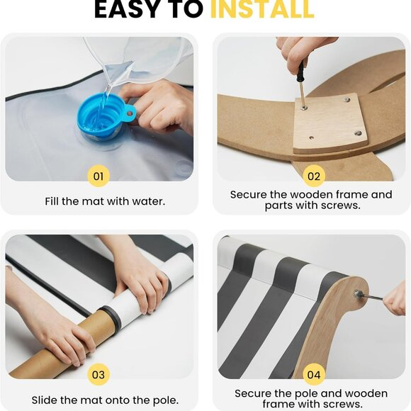 Cooling Cat Hammock Chair with Water Mat, Beach Style Lounger for Large Cats, El - Picture 8 of 8